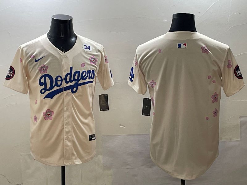 Men Los Angeles Dodgers Blank Cream Sakura Edition 2025 Nike MLB Jersey style 4->los angeles dodgers->MLB Jersey
